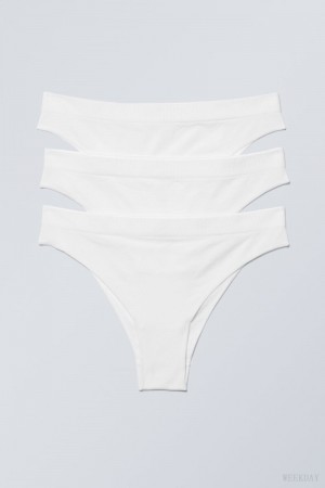 Weekday 3-pack Cat Soft Briefs Briefs White | QLFI2228