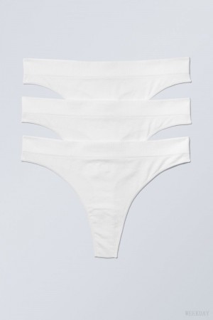 Weekday 3-pack Cat Soft Thong Thong White | TWCV2160