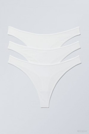 Weekday 3-pack Jade Cotton Thong Thong White | OKCR8184