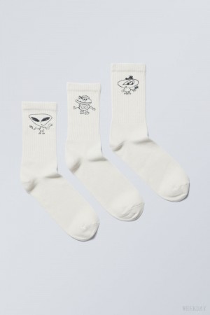 Weekday 3-pack Sport Graphic Socks Doodle Guys | ZVSY1858