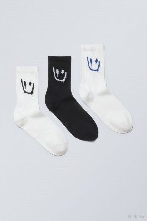 Weekday 3-pack Sport Graphic Socks Drippy Mix | HWQU6314