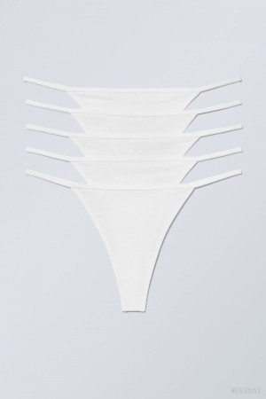 Weekday 5-pack Alex Cotton Tanga Thong Thong White | JLAH4150