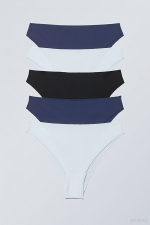 Weekday 5-pack Maya Seamless Briefs Briefs Blue | FIKI4348