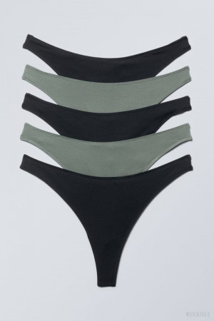 Weekday 5-pack Soul thong Thong Black Khaki | HPDK4802