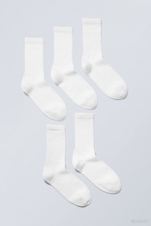 Weekday 5-pack Sport Socks White | PMLK3964