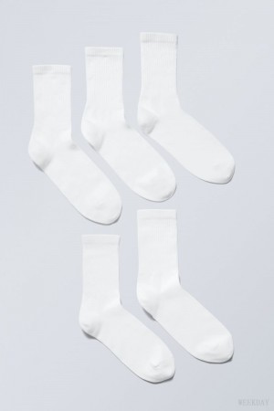 Weekday 5-pack Sport Socks White | XQRU2570