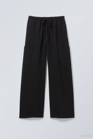 Weekday Adisa Suiting Cargo Trousers Black | CTOK4786