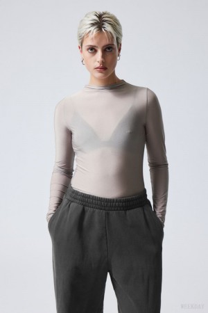 Weekday Allison Longsleeved Turtleneck Top Light Grey | LQYM5719