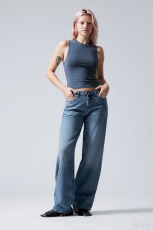 Weekday Ample Low Loose Jeans Blue | RSUG4595