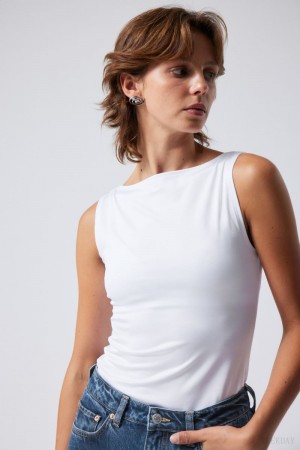 Weekday Annie Boatneck Sleeveless top White | GTMU6060