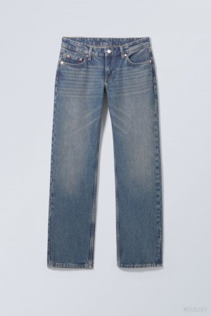 Weekday Arrow Low Straight Jeans Blue | NQLZ3447