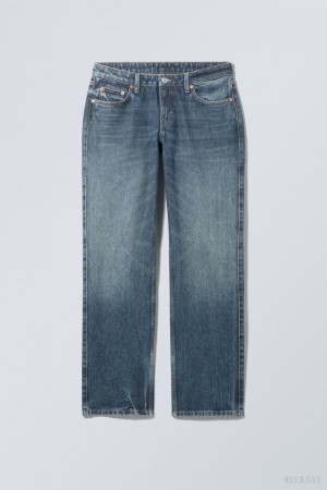 Weekday Arrow Low Straight Jeans Blue | ZUIK4902