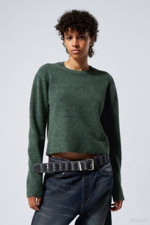 Weekday Ayla Sweater Dark Green | IPVD0966