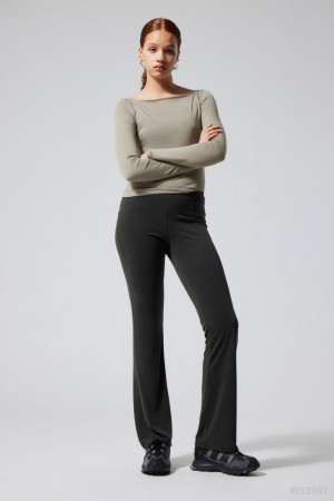 Weekday Bea Jersey Trousers Black | WGJS5635