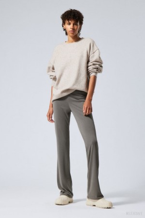 Weekday Bea Jersey Trousers Dark Khaki | SDZW6749