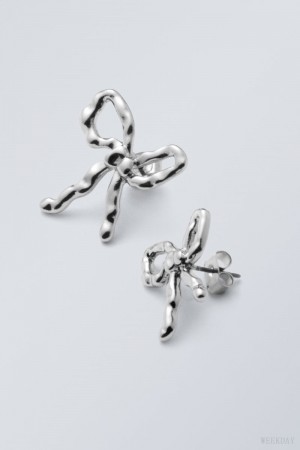 Weekday Bow Earrings Silver | AZUQ8052