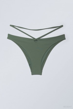 Weekday Brazilian Bikini Bottoms Olive Green | RIJQ7140