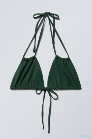 Weekday Breeze Tie Bikini Top Dark Green | QVLB0966