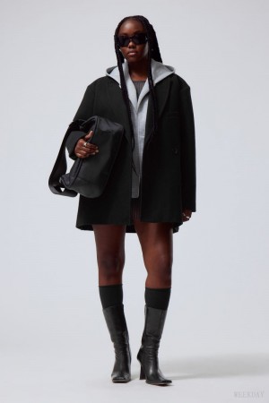 Weekday Carla Oversized Wool Blend Jacket Black | TLWN5086