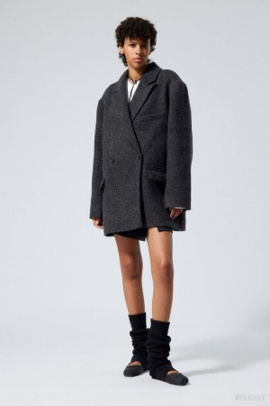 Weekday Carla Oversized Wool Blend Jacket Grey | QPPL8319