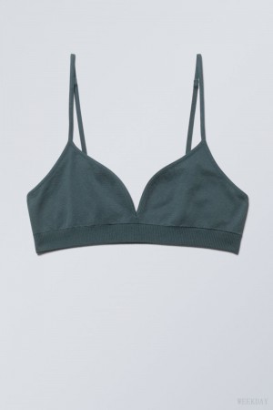 Weekday Cat Soft Triangle Bra Bra Dark Turquoise | GTAC9554