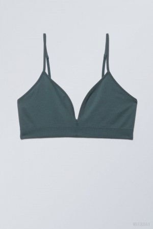 Weekday Cat Soft Triangle Bra Bra Turquoise | TXXW1180