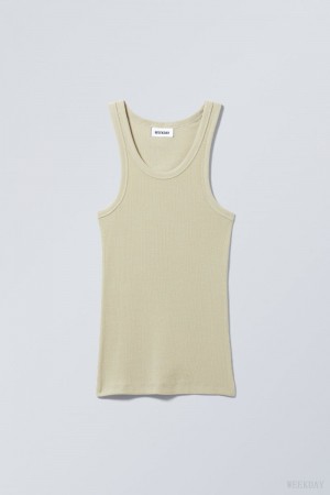 Weekday Close Fitted Tank Top Khaki | HHUF1119