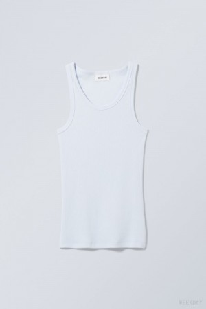 Weekday Close Fitted Tank Top Light Blue | VDOH7001