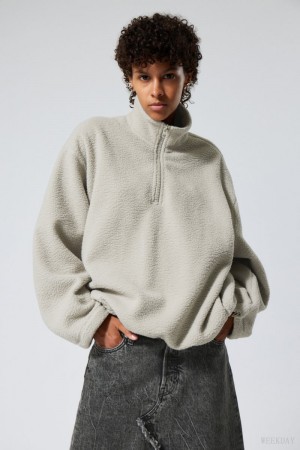 Weekday Cora Oversized Fleece Sweatshirt Light Mole | FHAW8108