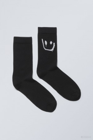 Weekday Cotton Graphic Socks Drippy Smiley | QPFW8642