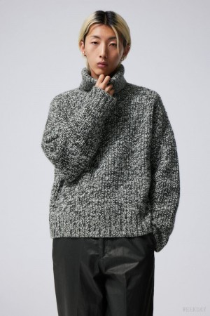 Weekday Cypher Wool Blend Turtleneck Sweater Mole Melange | STFH6669