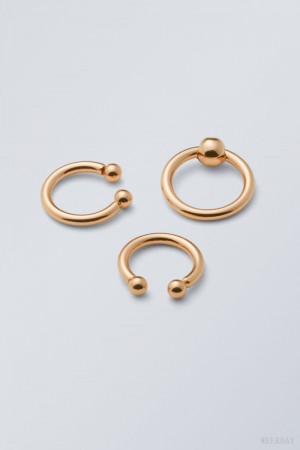 Weekday Dot Ball Ring Pack Gold | USHP9016