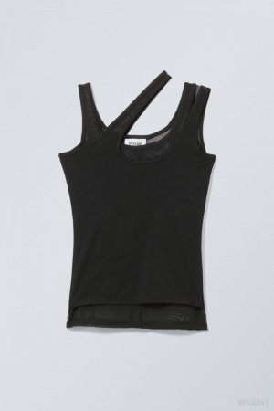 Weekday Double Layer Tank Black | OFES0824