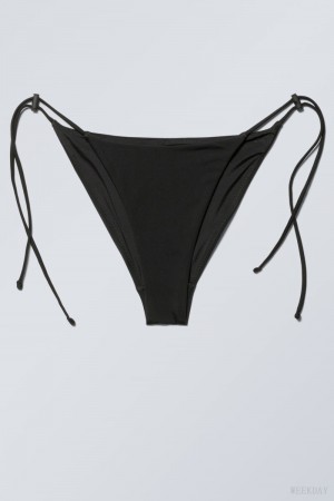 Weekday Drawstring Bikini Bottoms Black | ZNHU3290