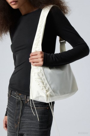 Weekday Drawstring Shoulder Bag White | AAYH7104