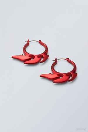 Weekday Elsa Hoop Earrings Red | MNLC1470