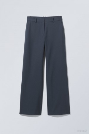 Weekday Emily Low Waist Suiting Trousers Navy | FVXH3215