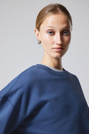 Weekday Essence Standard Sweatshirt Blue | SYLF0833