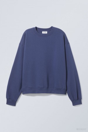 Weekday Essence Standard Sweatshirt Dark Blue | XPDJ1909