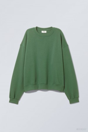 Weekday Essence Standard Sweatshirt Turquoise Green | FERJ0059