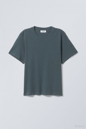 Weekday Essence Standard T-shirt Dark Blue | XQGM2411