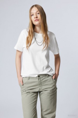 Weekday Essence Standard T-shirt White Light | DXVU1829