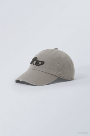 Weekday Essential Embroidery Cap Grey | XXHZ5744