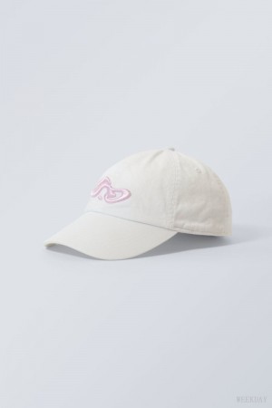 Weekday Essential Embroidery Cap White | LGKA5054