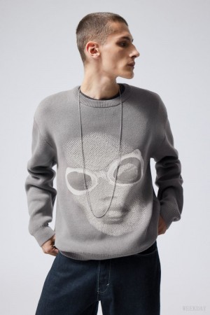 Weekday Fabian Graphic Sweater Pixle Face | TIAS6408