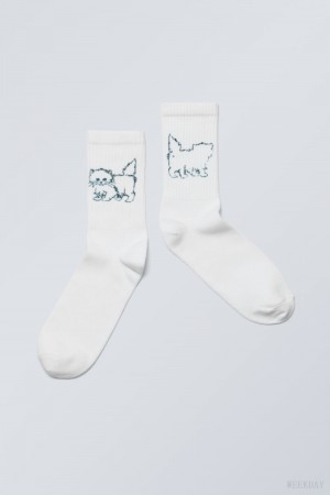 Weekday Graphic Sport Sock Extrovert Kitten | PAUV1348