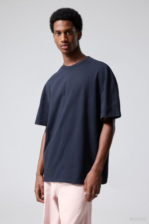 Weekday Great Heavyweight T-shirt Dark Blue | TTEQ8910