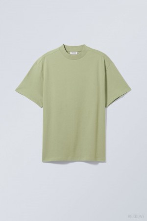 Weekday Great Heavyweight T-shirt Green | VSTJ6250