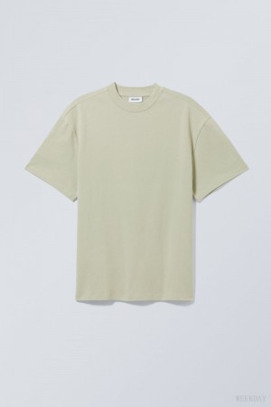 Weekday Great Heavyweight T-shirt Khaki | MWPR9472