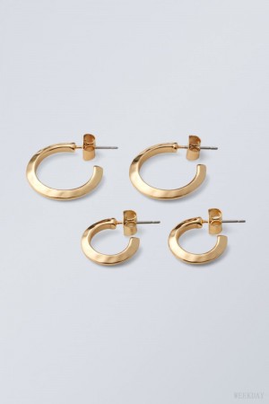 Weekday Hammered Hoops 2-Pack Gold | TTWR4791